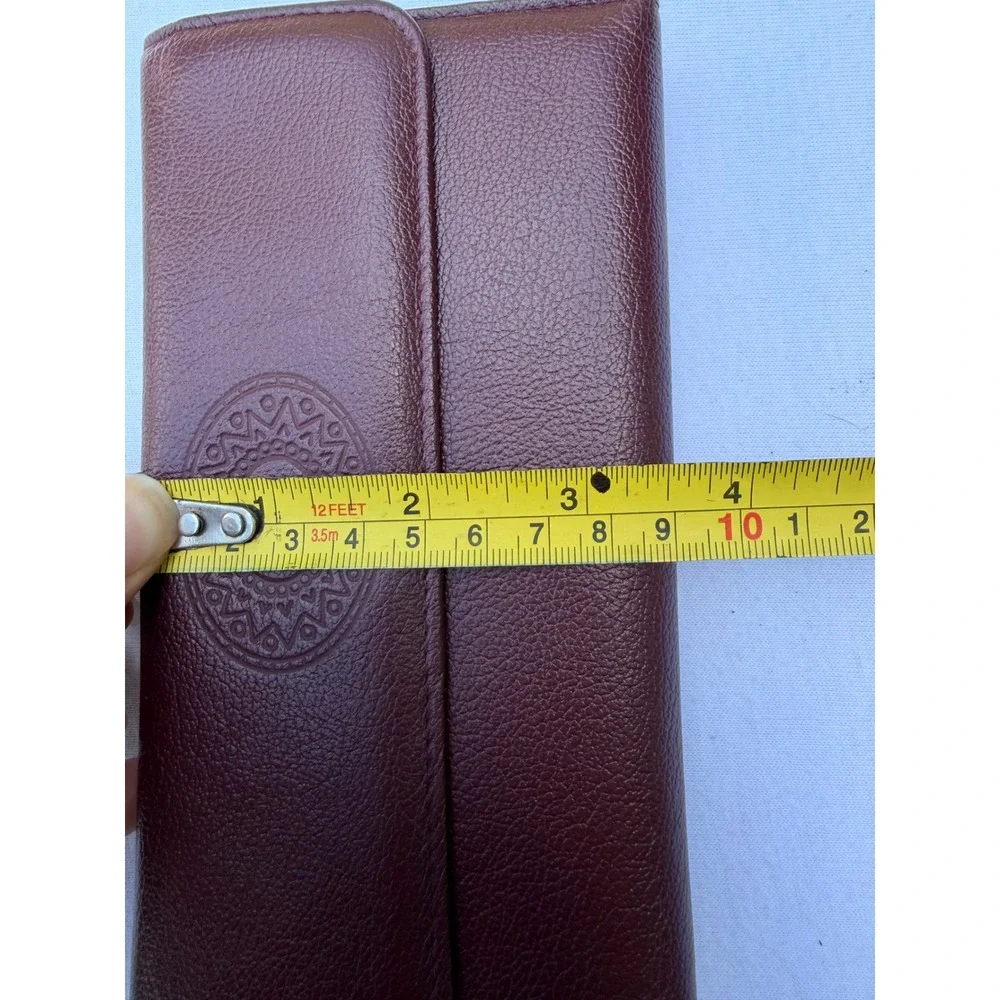 Buxton Burgundy Genuine Leather Clutch Wallet Kiss Lock Coin Pouch Vintage Style